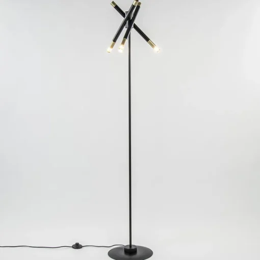 Mat zwarte vloerlamp G9 met gouden accenten>Straluma Hot