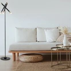 Mat zwarte vloerlamp G9 met gouden accenten></noscript>Straluma Hot