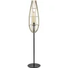 Mat zwarte vloerlamp met houten kap naturel>Straluma Hot