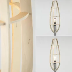 Mat zwarte vloerlamp met houten kap naturel></noscript>Straluma Hot