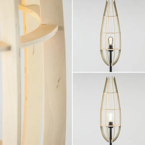 Mat zwarte vloerlamp met houten kap naturel>Straluma Hot
