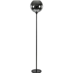 Mat zwarte vloerlamp met smoke/titanium glazen kap>Straluma