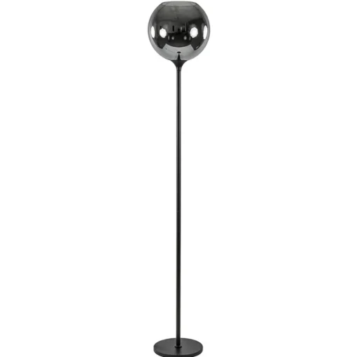 Mat zwarte vloerlamp met smoke/titanium glazen kap>Straluma