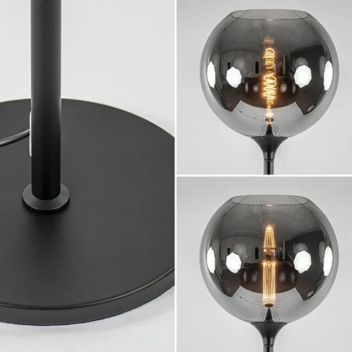 Mat zwarte vloerlamp met smoke/titanium glazen kap>Straluma