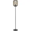 Mat zwarte vloerlamp met ruwe houten kap>Straluma Hot