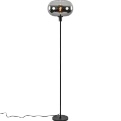 Mat zwarte vloerlamp met smoke glas gradient>Straluma Best