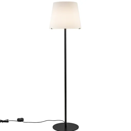 Mat zwarte vloerlamp met opaal glazen kap>Straluma Sale