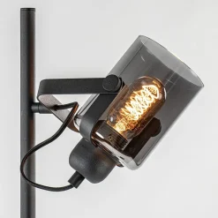 Mat zwarte vloerlamp met smoke/titanium glas><noscript><img width=