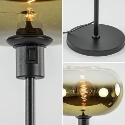 Mat zwarte vloerlamp met glazen kap helder/goud></noscript>Straluma