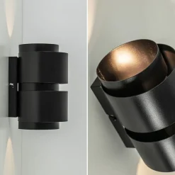 Mat zwarte wandlamp cilinder up+down G9><noscript><img width=