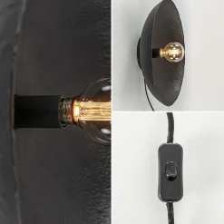 Mat zwarte wandlamp Neva inclusief snoer></noscript>Straluma