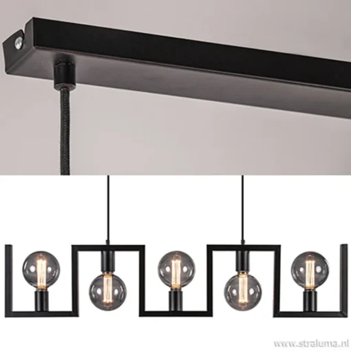 Metalen eettafel hanglamp zwart frame>Straluma Outlet