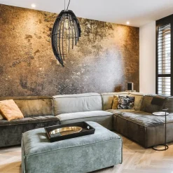 Metalen hanglamp mat zwart metaal><noscript><img width=