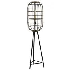 Metalen kooi vloerlamp oud-brons L&L>Straluma