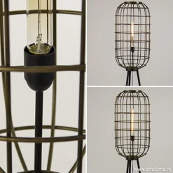 Metalen kooi vloerlamp oud-brons L&L>Straluma