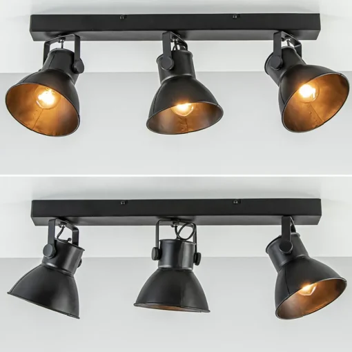 Metalen 3-lichts plafondlamp ELiano mat zwart>Straluma Hot