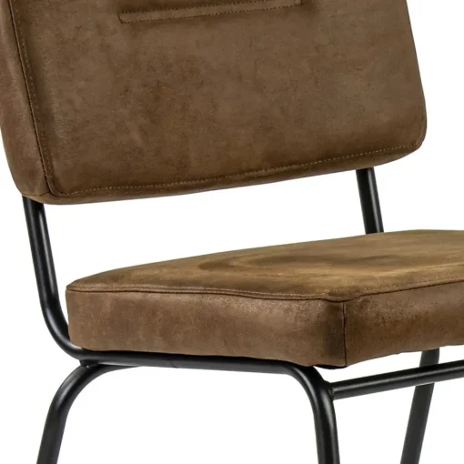Micro lederen eetkamerstoel camel met zwart frame>Straluma Online
