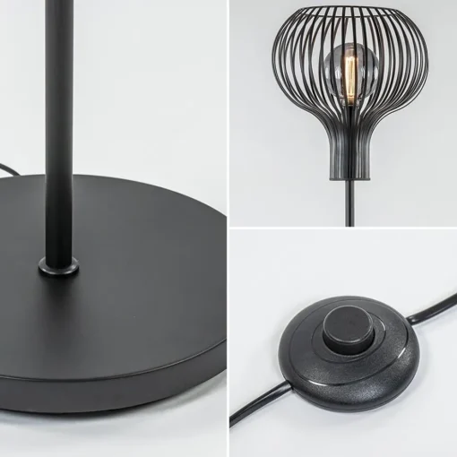Modern landelijke vloerlamp mat zwart met draadkap>Straluma New