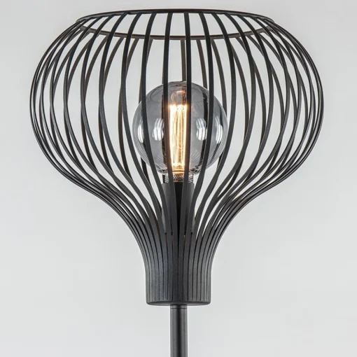 Modern zwarte vloerlamp met draad kap>Straluma