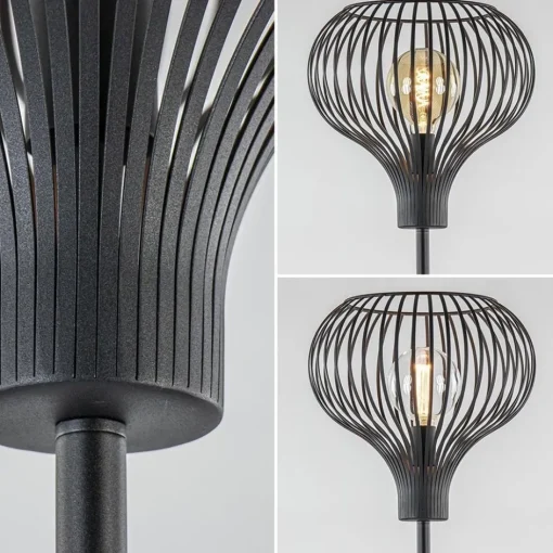 Modern zwarte vloerlamp met draad kap>Straluma