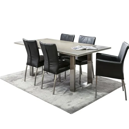 Moderne armstoel zwart leder met RVS poten>Straluma Outlet