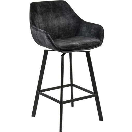 Moderne barkruk met draaibare zitting velvet antraciet>Straluma
