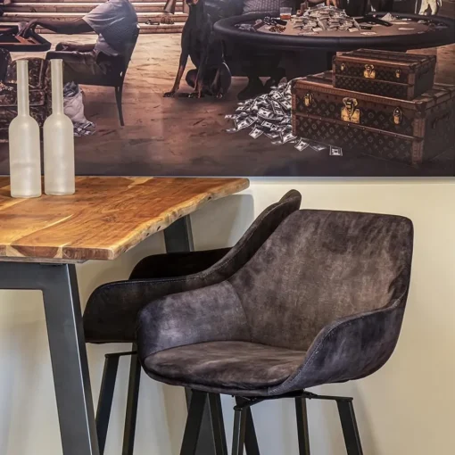 Moderne barkruk met draaibare zitting velvet antraciet>Straluma
