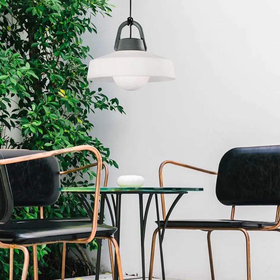 Moderne buitenlamp hang antraciet met wit IP65>Straluma Hot