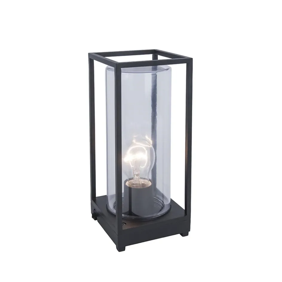 Moderne buitenlamp tafel zwart aluminium met helder glas>Straluma New
