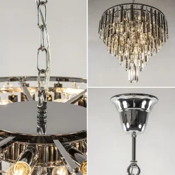 Moderne kroonluchter chroom met helder en smoke glas></noscript>Straluma Best