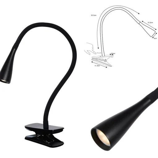 Moderne LED klemlamp zwart inclusief dimbaar LED>Straluma Outlet