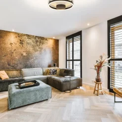 Moderne LED plafond/wandlamp ring zwart><noscript><img width=