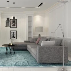 Moderne LED uplighter met leeslamp geborsteld staal><noscript><img width=