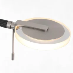 Moderne LED uplighter staal met helder glas en leesarm></noscript>Straluma Sale