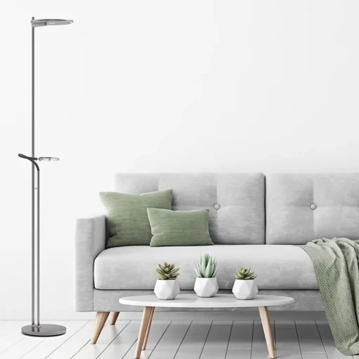 Moderne LED uplighter staal met helder glas en leesarm>Straluma Sale