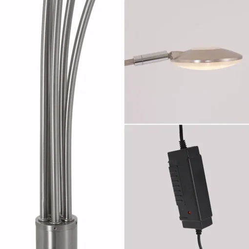 Moderne LED vloerlamp 5-lichts geborsteld staal dimbaar>Straluma Discount