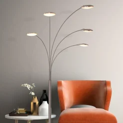 Moderne LED vloerlamp 5-lichts geborsteld staal dimbaar></noscript>Straluma Discount