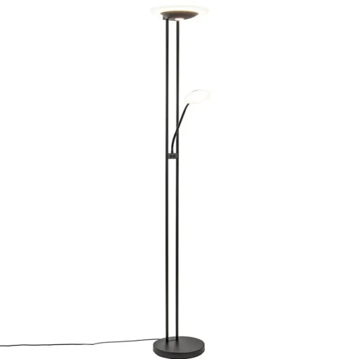 Moderne LED vloerlamp met uplighter en leeslamp mat zwart>Straluma Online