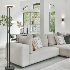 Moderne LED vloerlamp met uplighter en leeslamp mat zwart></noscript>Straluma Online