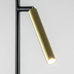Moderne LED vloerlamp zwart met gouden spot><noscript><img width=