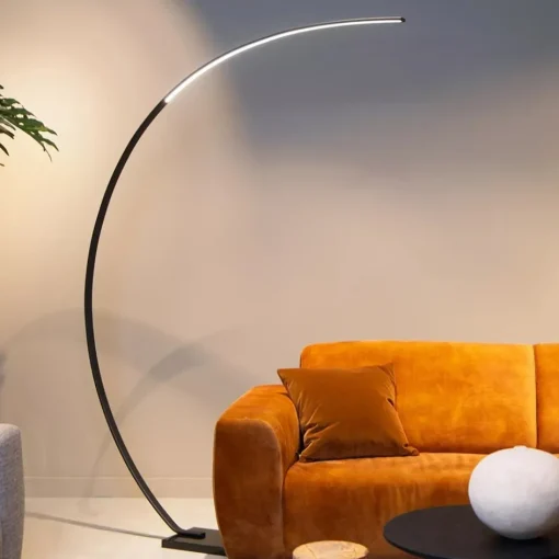 Moderne LED vloerlamp zwart met zwart marmer>Straluma