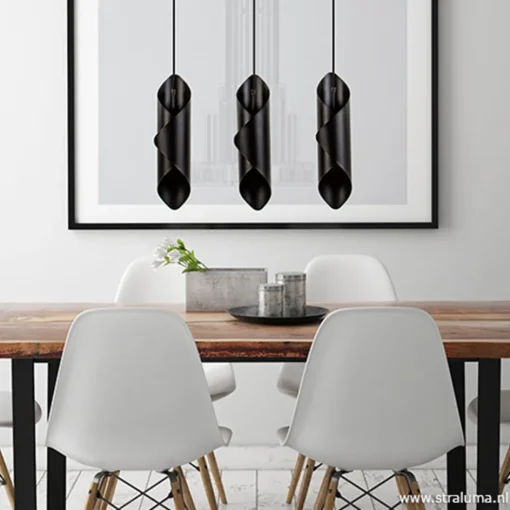 Moderne 3-lichts hanglamp zwart metaal>Straluma Clearance