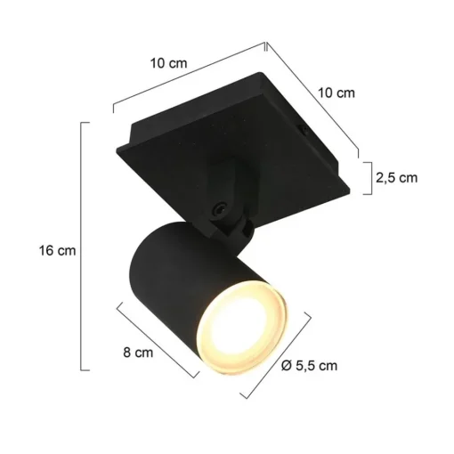 Moderne 1-lichts opbouw spot zwart inclusief LED>Straluma Hot