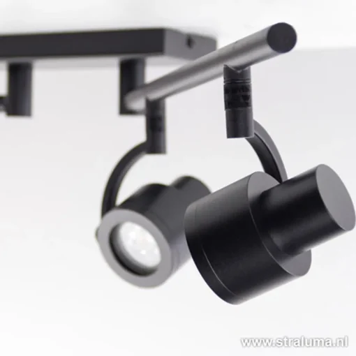 Moderne opbouwspot mat zwart 4-lichts>Straluma Online