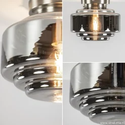 Moderne plafondlamp nikkel met smokey glas></noscript>Straluma New