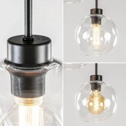 Moderne plafondlamp zwart met 20 cm helder glas></noscript>Straluma