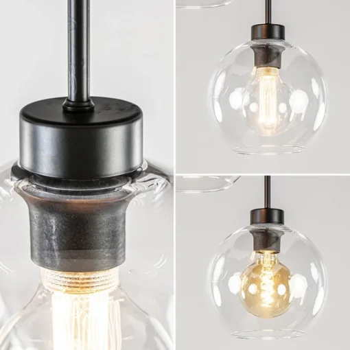 Moderne plafondlamp zwart met 20 cm helder glas>Straluma