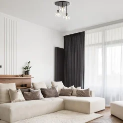Moderne plafondlamp zwart met 20 cm helder glas></noscript>Straluma
