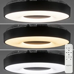 Moderne plafondventilator zwart met dimbaar LED></noscript>Straluma Online