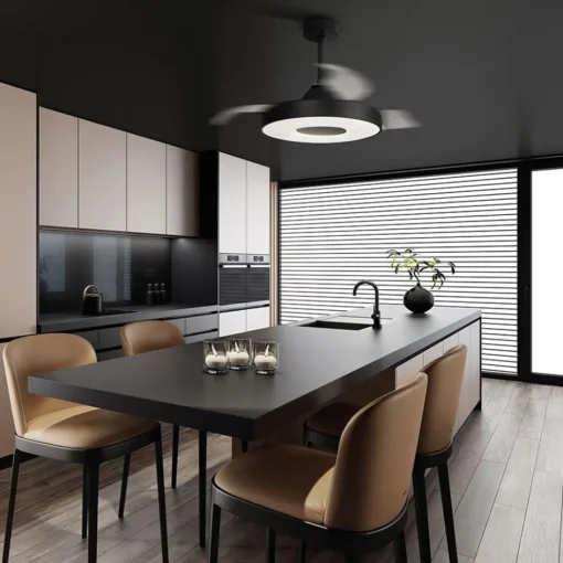 Moderne plafondventilator zwart met dimbaar LED>Straluma Online